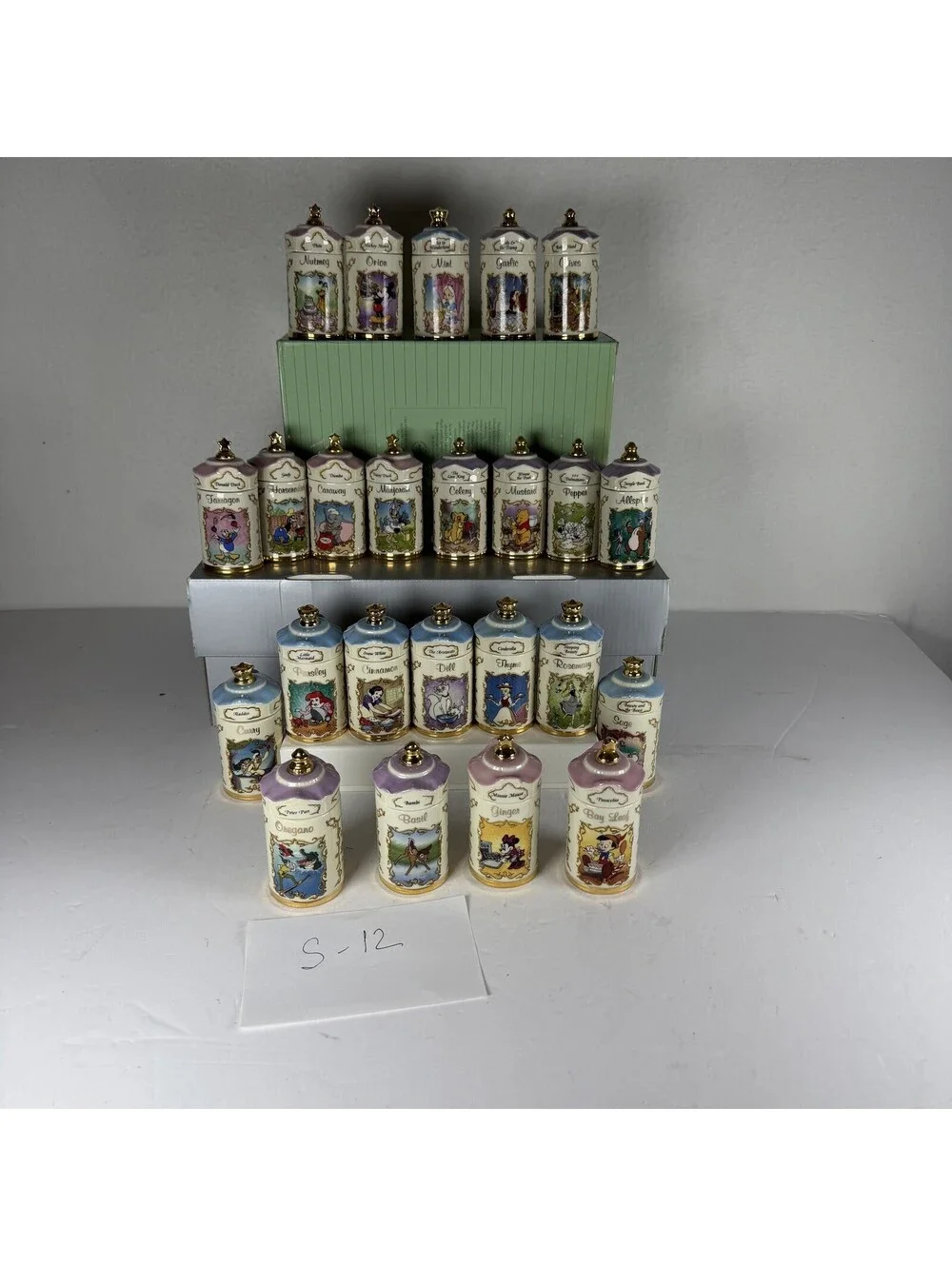 Lenox Walt Disney Spice Jar Collection 24 Pc Set Fine Porcelain S-12